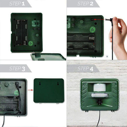 Ultrasonic Animal Repeller with Motion Sensor and Weather Sealed Housing for Gardens