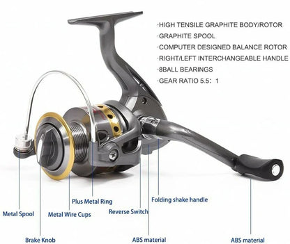 Telescopic Fishing Rod Kit with Spinning Reel and Tackle Bag, 5.9ft Carbon Fiber