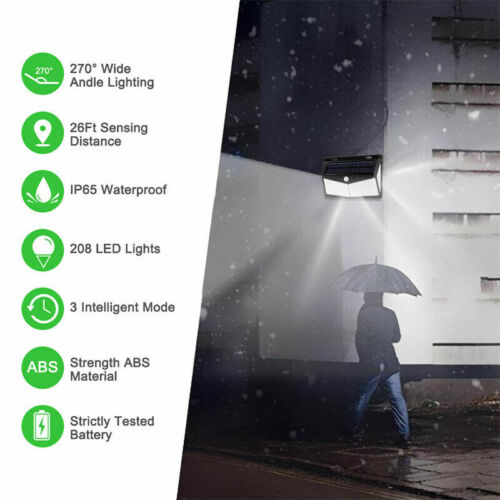 Solar Motion Sensor Light with 208 LED and 800 Lumens, Waterproof Outdoor