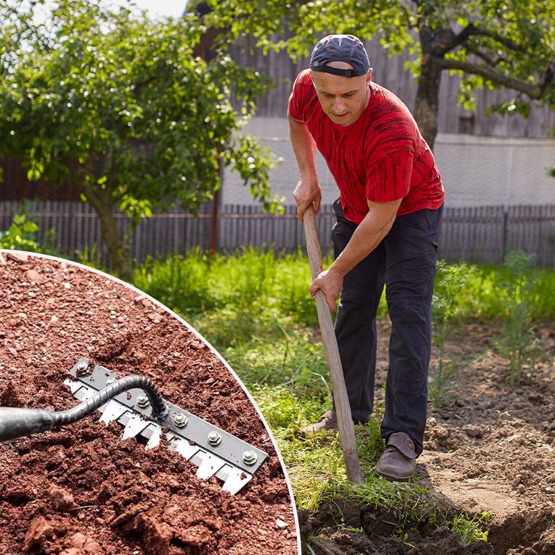 Garden Rake Head with Carbon Steel Tines and Detachable Design for Wooden Handles
