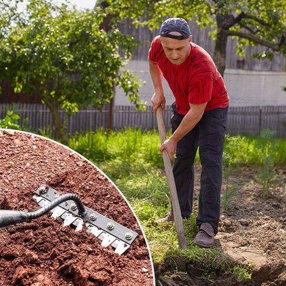 Garden Rake Head with Carbon Steel Tines and Detachable Design for Wooden Handles