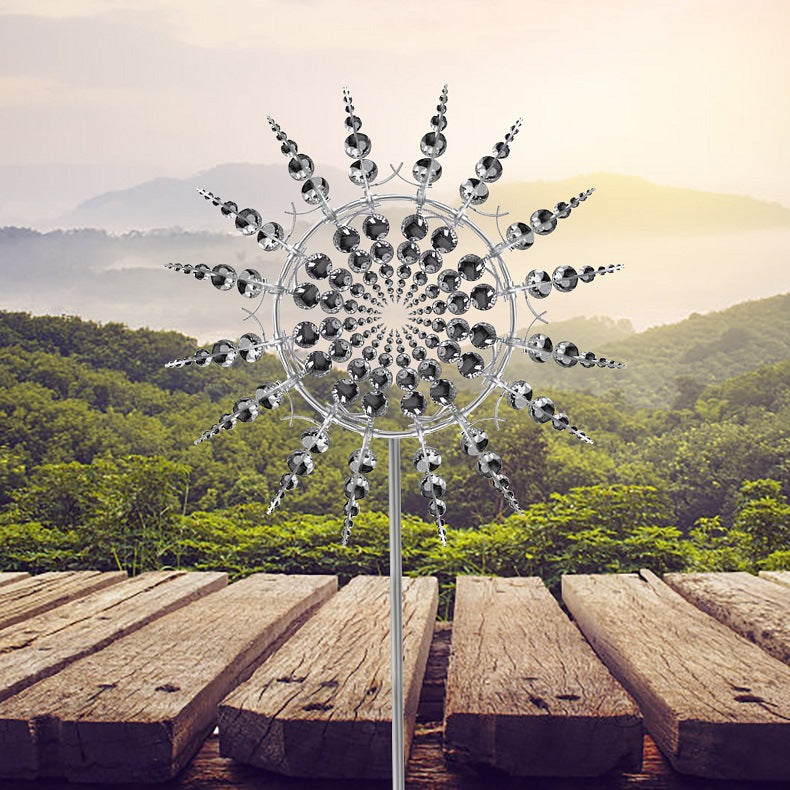 Metal Wind Spinner with 18 Rotating Blades and Rust-Resistant Iron, 39 Inches Tall