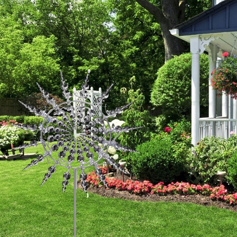 Metal Wind Spinner with 18 Rotating Blades and Rust-Resistant Iron, 39 Inches Tall