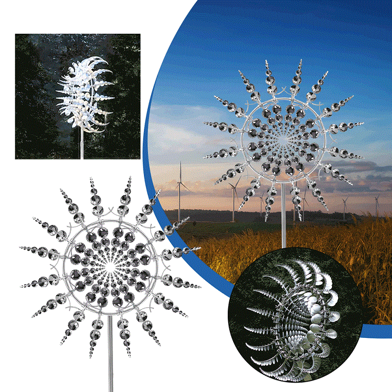 Metal Wind Spinner with 18 Rotating Blades and Rust-Resistant Iron, 39 Inches Tall