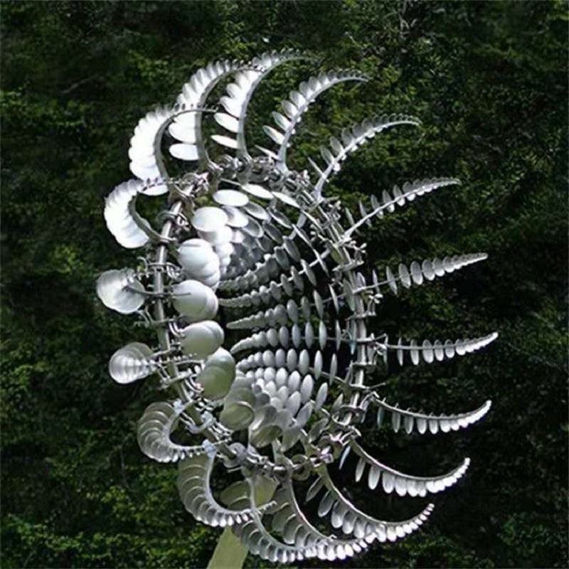 Metal Wind Spinner with 18 Rotating Blades and Rust-Resistant Iron, 39 Inches Tall
