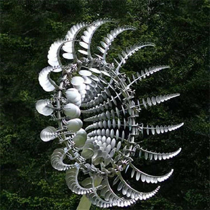 Metal Wind Spinner with 18 Rotating Blades and Rust-Resistant Iron, 39 Inches Tall